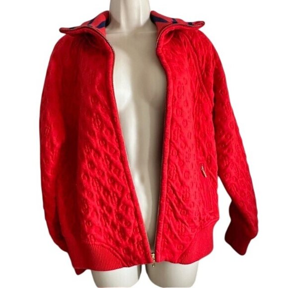 Juicy Couture Los Angeles Y2K Quilted Crimson Dressy Front Zip-Pockets Jacket XL - Picture 3 of 5